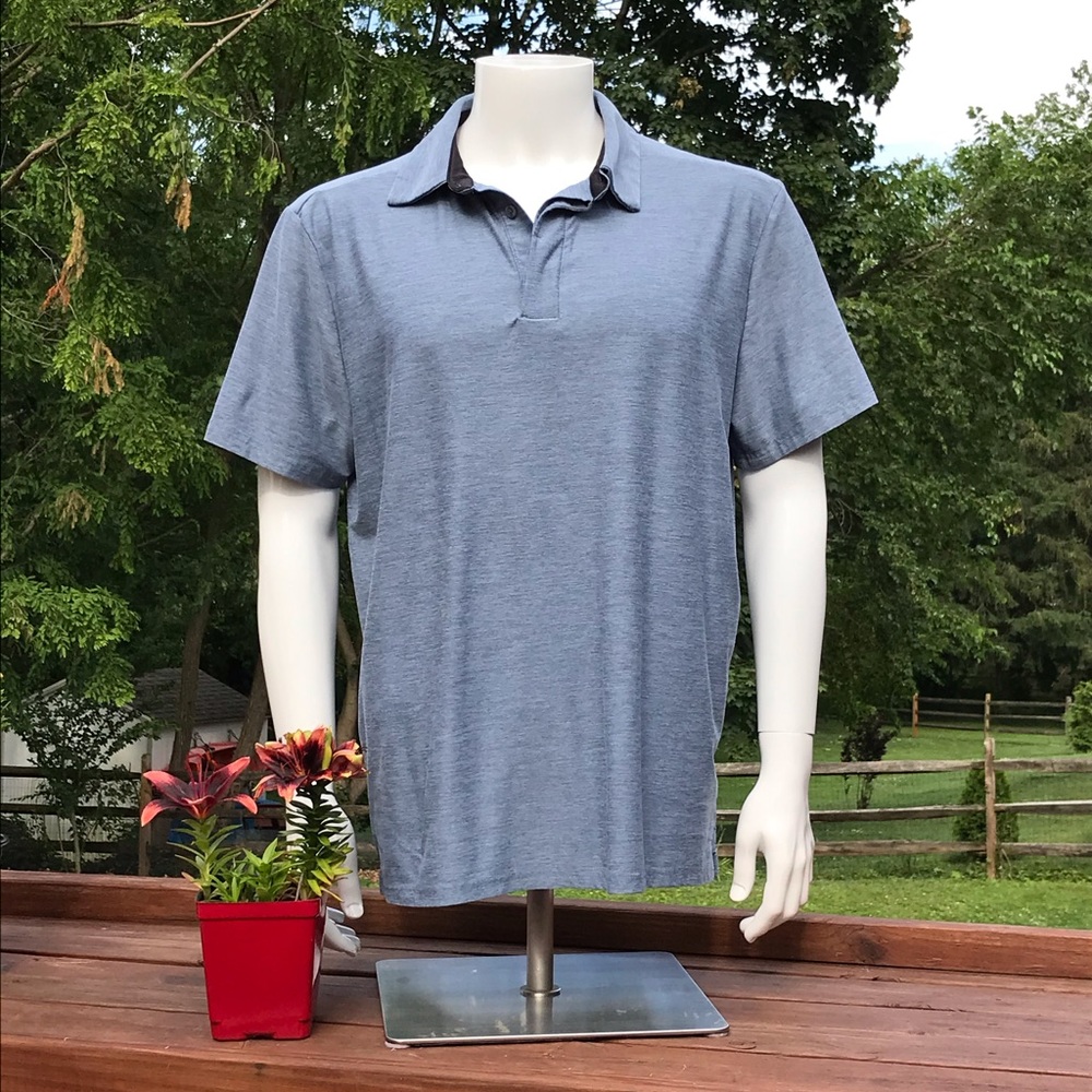 Al1ve Mens L Blue Polo Shirt Soft Short Sleeve Golf Quik- Dri